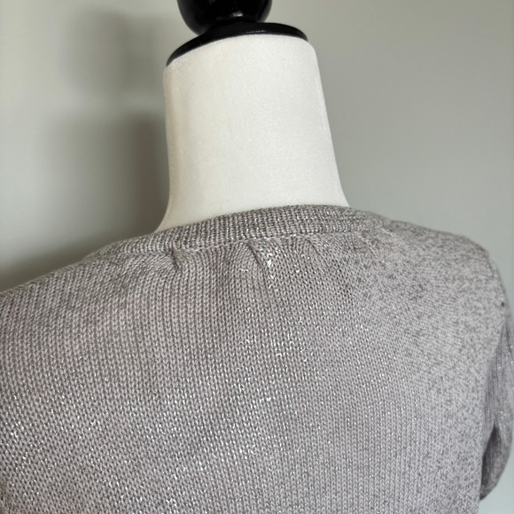 Line The Label Women's Size Medium Cardigan Gray Metallic Knit Office Chic - Picture 5 of 9